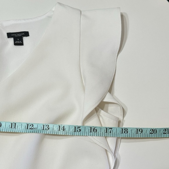 Ann Taylor Ruffle Sleeve Sheath Dress Womens 8 Ivory Short Classic Preppy Easter - Picture 10 of 12
